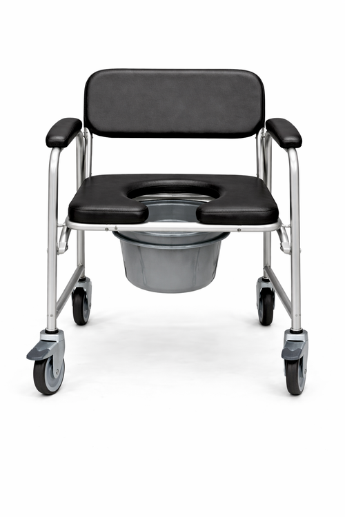 Commode Chair with Wheels - Foldable Wheelchair Toilet Chair with Durable