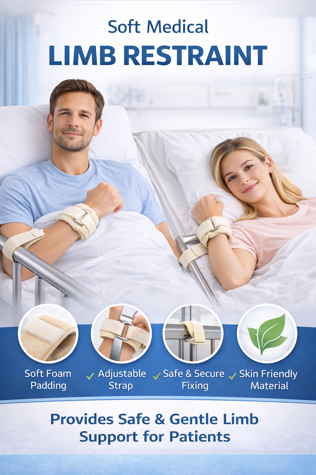 IMD Limb Restrainer – Adjustable Patient Safety Limb Restraint Strap