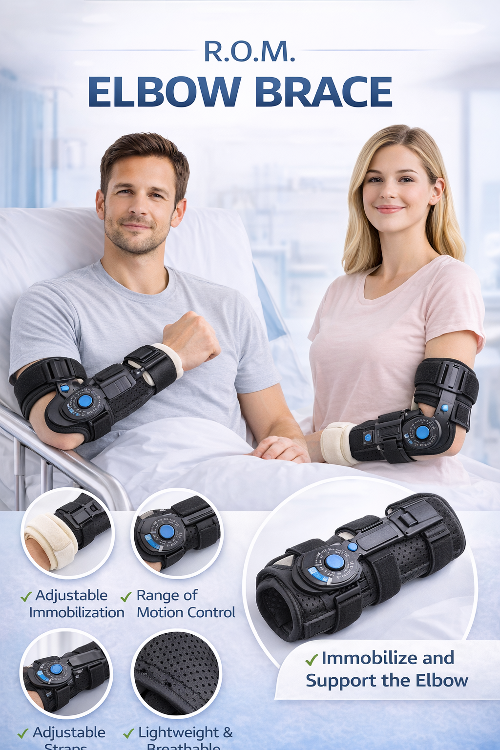 IMD R.O.M Elbow Brace – Adjustable Range of Motion Elbow Support for Injury Recovery