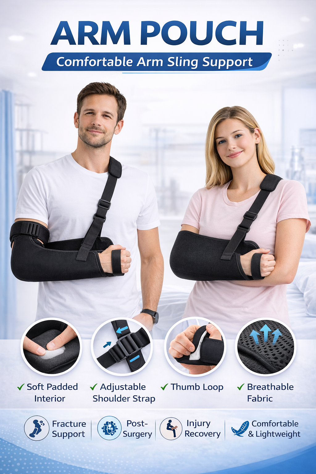 IMD Arm Pouch – Adjustable Arm Sling Support for Shoulder & Arm Injury