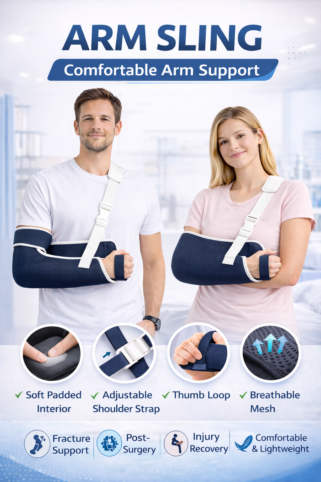 IMD Arm Sling – Adjustable Shoulder Immobilizer for Arm & Shoulder Support