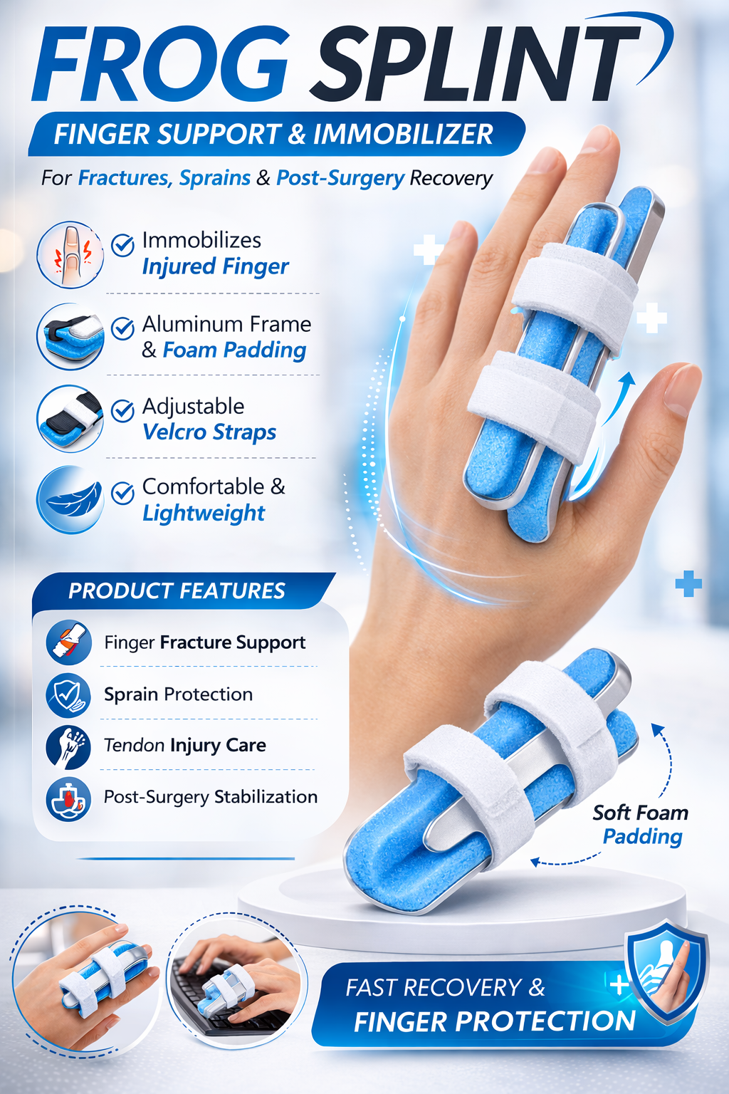 IMD Frog Splint – Aluminium Finger Splint for Finger Immobilization & Injury Support