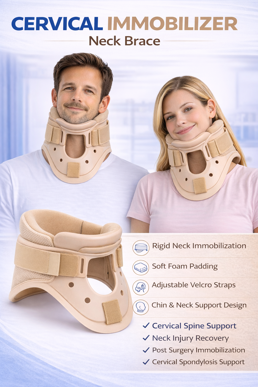 IMD Cervical Immobilizer – Adjustable Neck Immobilizer Brace for Cervical Spine Support
