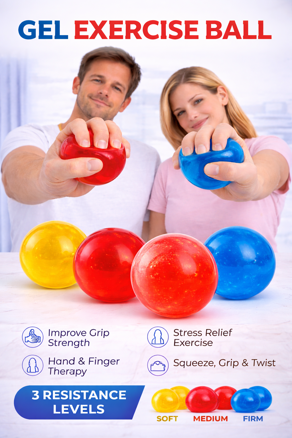 IMD Gel Exercise Ball – Hand Therapy Ball for Grip Strength & Finger Exercise