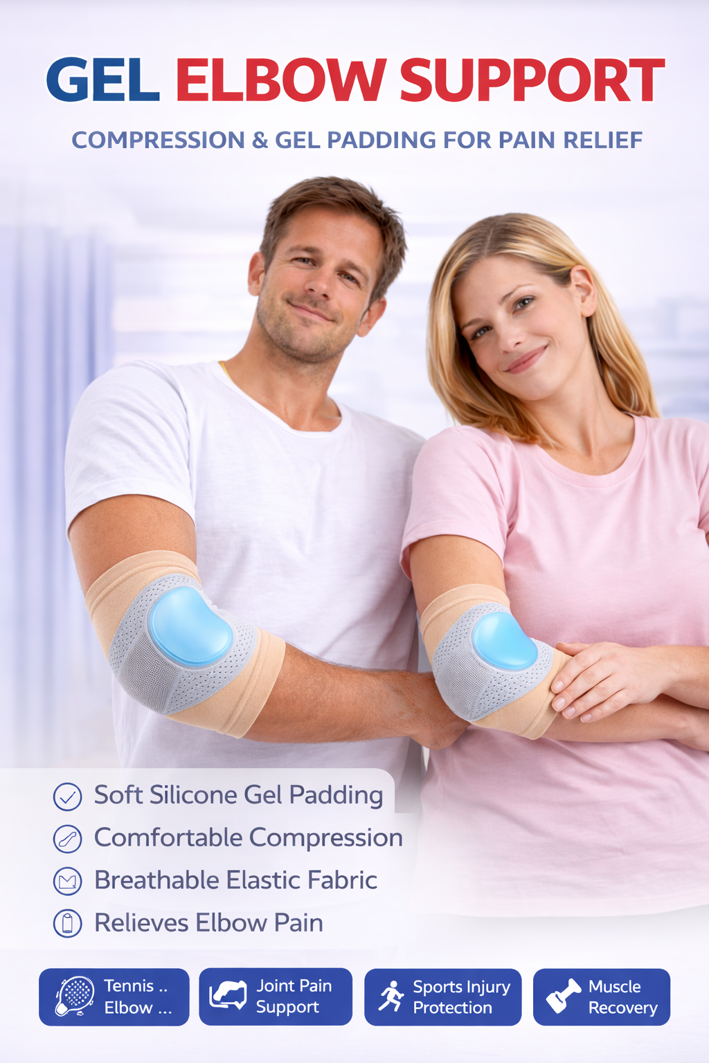 IMD Gel Elbow Support Brace – Compression Elbow Support with Gel Padding for Pain Relief
