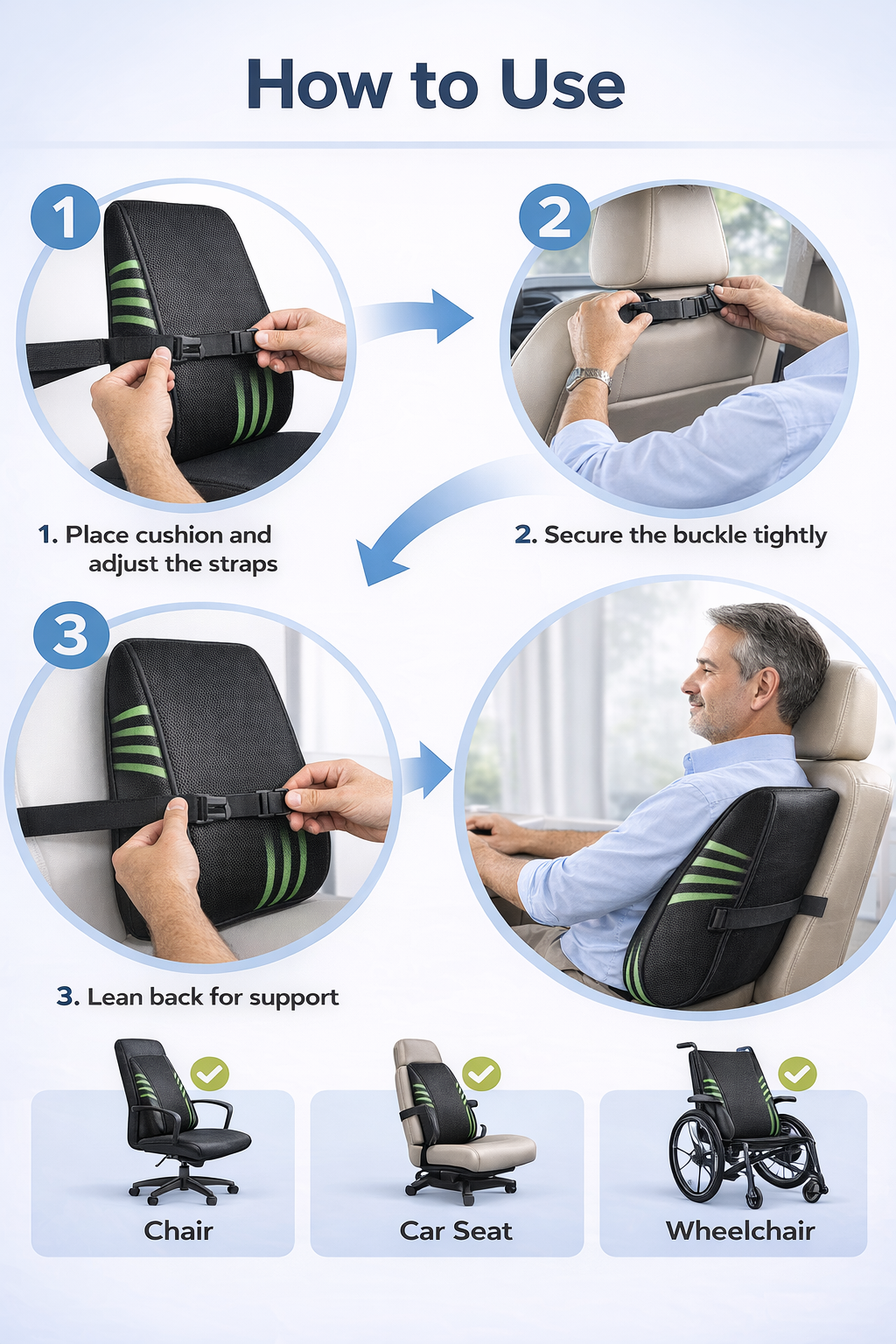 Premium Backrest Cushion | Orthopedic Lumbar Support Cushion for Chair & Wheelchair