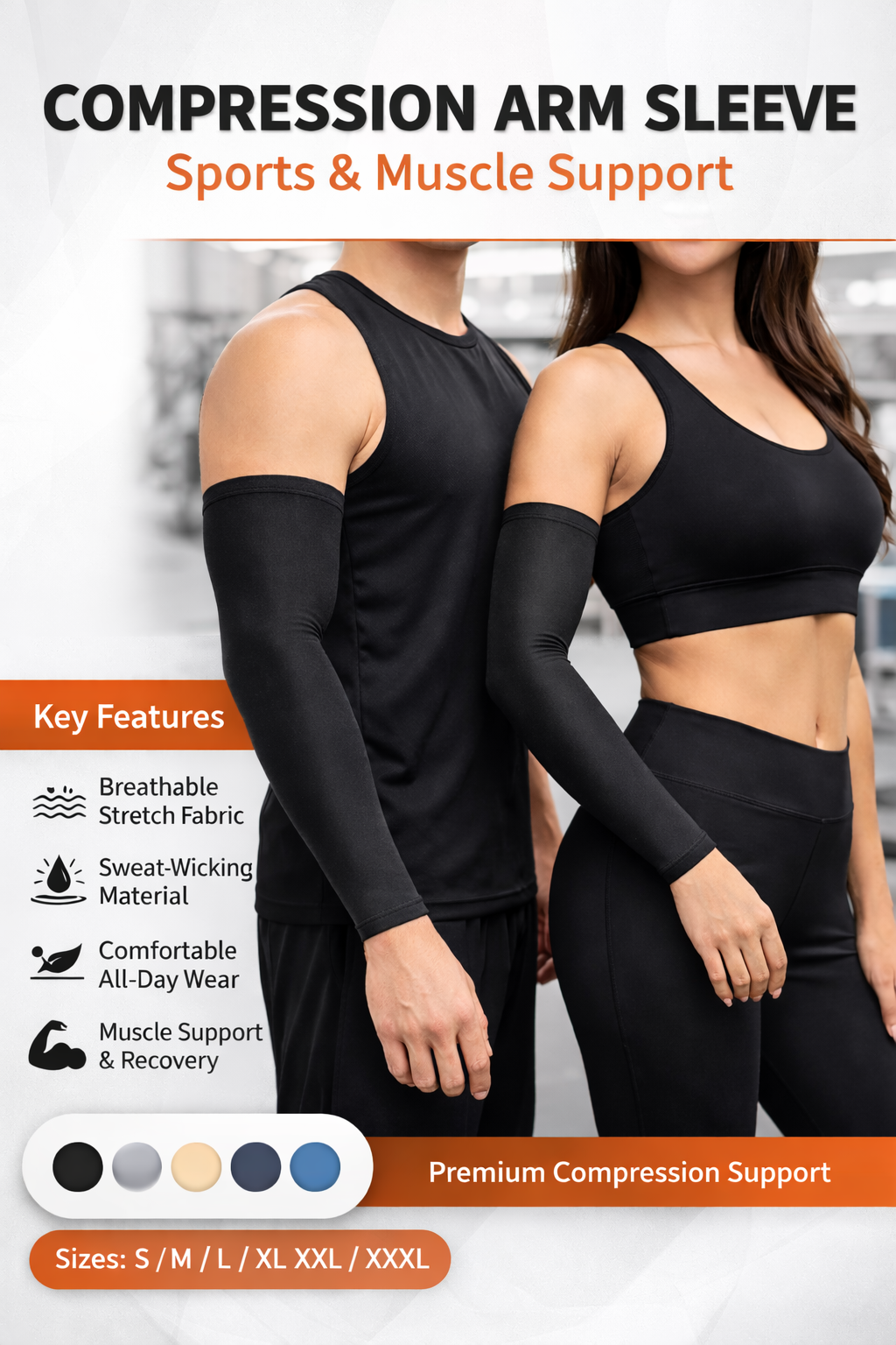 IMD Compression Arm Sleeve – Elastic Arm Support for Sports & Muscle Recovery